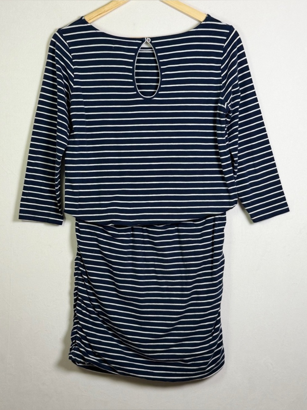 Hatley Women’s Navy White Striped Ruched Dress Sz M Nautical Coastal Preppy - Picture 8 of 9